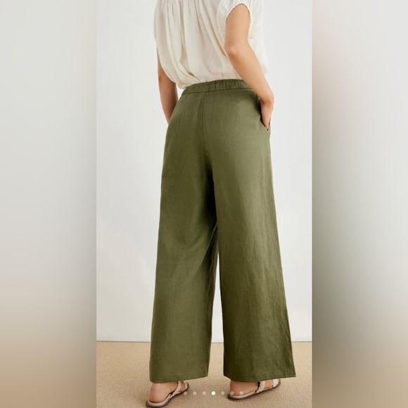 NWT Grae Cove Thalia 100% Linen Button-Fly Palazzo Pants Size Large - Picture 3 of 10